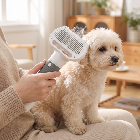 Dog Hair Dryer Brush — home living space — real-scene lifestyle v4