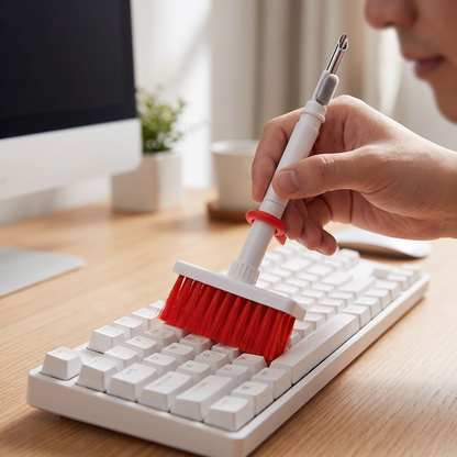 Keyboard and Earphone Cleaner — clean modern desk — real-scene lifestyle v4