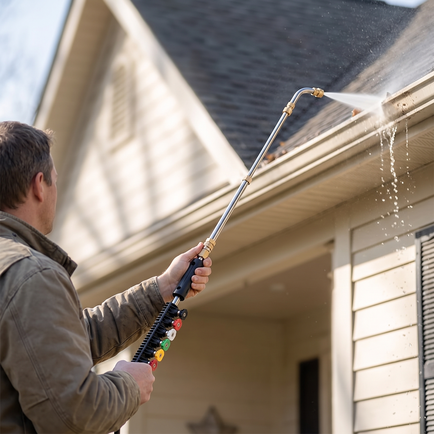 Telescoping pressure washer wand set