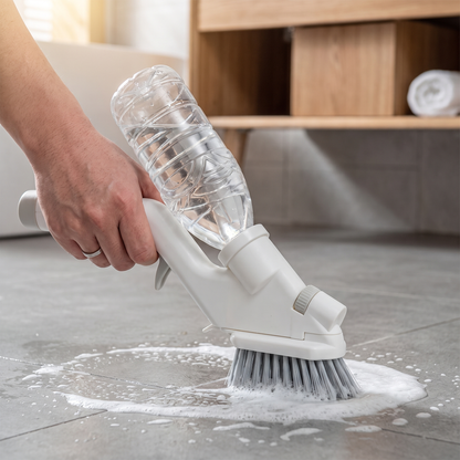 Bathroom Floor and Wall Cleaner — bathroom tile floor with suds already present — real-scene lifestyle v4