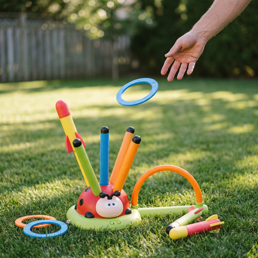 Active Play Toy Set — sunlit backyard lawn — real-scene lifestyle v4