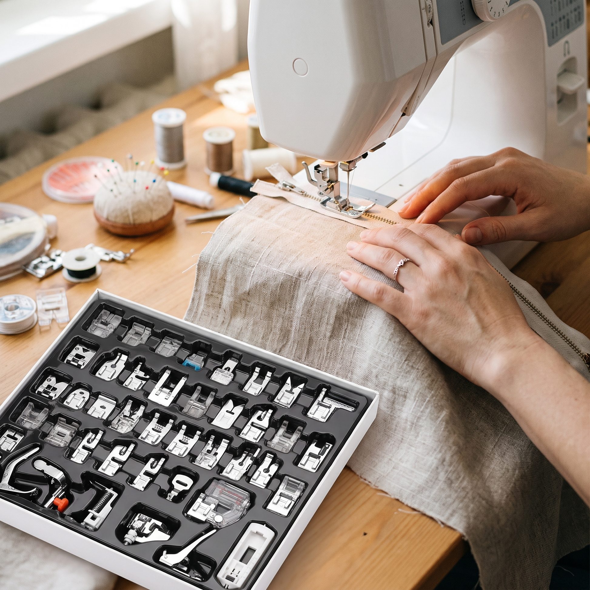 Presser Foot Set — home sewing room — real-scene lifestyle v4