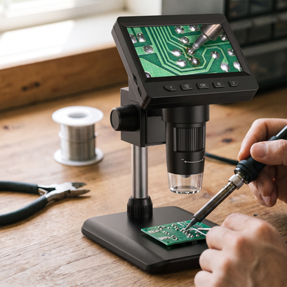Digital Soldering Microscope — home electronics workbench — real-scene lifestyle v4