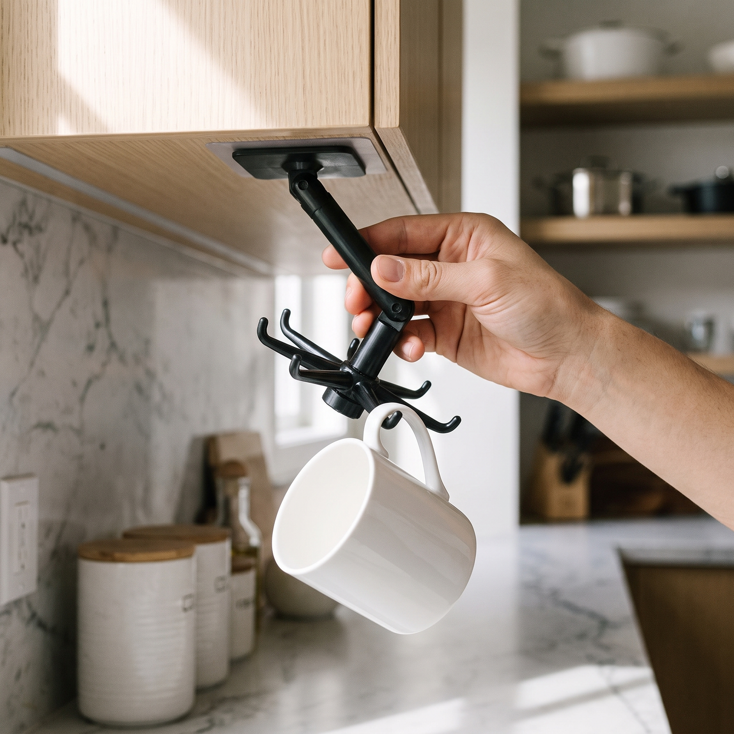 Rotating Adhesive Utility Hook — kitchen — real-scene lifestyle v4