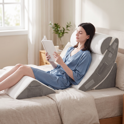 Orthopedic Bed Wedge Pillow Set — calm bedroom — real-scene lifestyle v4