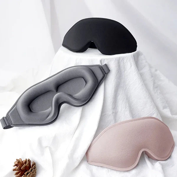 3D Memory Foam Sleep Mask, Contoured Blackout Eye Mask for Sleeping and Travel, Breathable and Adjustable, 3 Colors