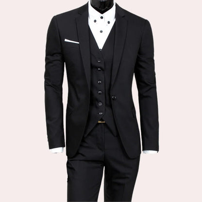 Three Piece Men's Suit, Slim Fit Jacket, Vest and Trousers Set for Weddings and Business, 4 Colors, Sizes S-3XL
