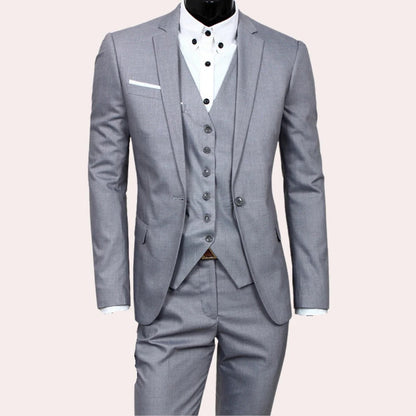 Three Piece Men's Suit, Slim Fit Jacket, Vest and Trousers Set for Weddings and Business, 4 Colors, Sizes S-3XL