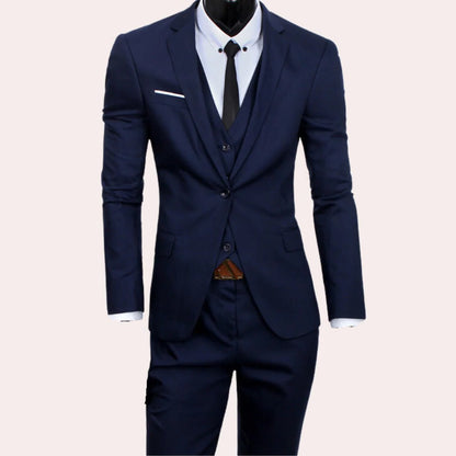 Three Piece Men's Suit, Slim Fit Jacket, Vest and Trousers Set for Weddings and Business, 4 Colors, Sizes S-3XL