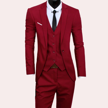 Three Piece Men's Suit, Slim Fit Jacket, Vest and Trousers Set for Weddings and Business, 4 Colors, Sizes S-3XL