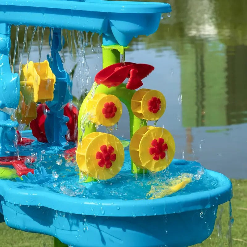 Sand and Water Table for Kids, Outdoor Sensory Play Table with Sand, Water and Accessory Sections for Toddlers