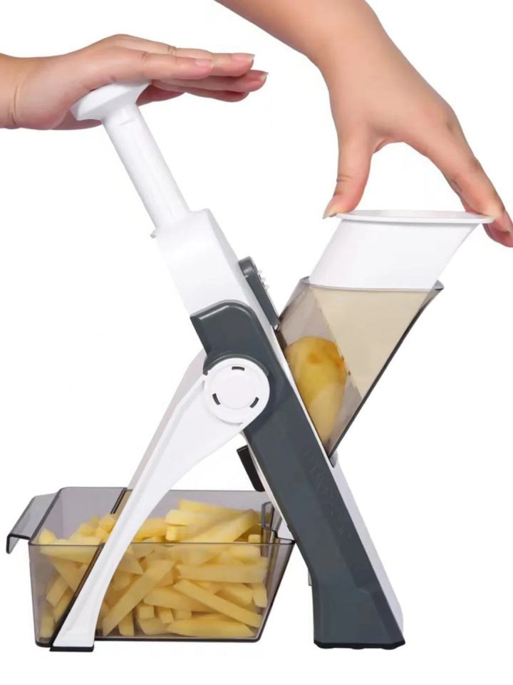 5-in-1 Vegetable Slicer with Tray, Mandoline Chopper, Dicer and Julienne Cutter with Catch Container, 4 Colors