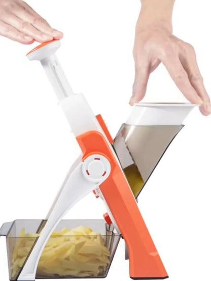 5-in-1 Vegetable Slicer with Tray, Mandoline Chopper, Dicer and Julienne Cutter with Catch Container, 4 Colors