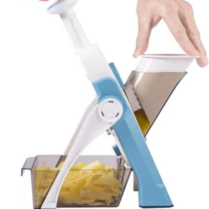 5-in-1 Vegetable Slicer with Tray, Mandoline Chopper, Dicer and Julienne Cutter with Catch Container, 4 Colors