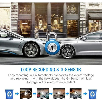 Front and Rear Dash Cam, Full HD 1080p Car Camera with 4-Inch Screen, 170-Degree Wide Angle, Loop Recording & G-Sensor