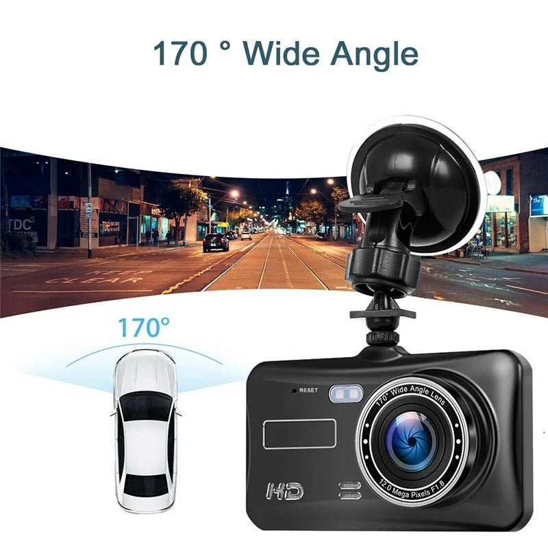 Front and Rear Dash Cam, Full HD 1080p Car Camera with 4-Inch Screen, 170-Degree Wide Angle, Loop Recording & G-Sensor