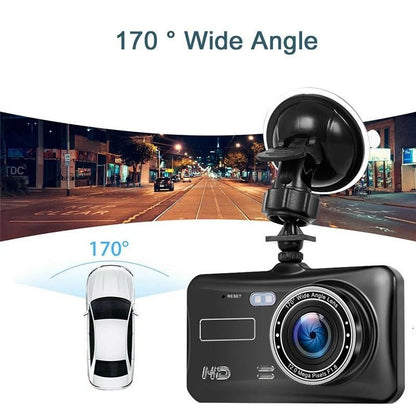 Front and Rear Dash Cam, Full HD 1080p Car Camera with 4-Inch Screen, 170-Degree Wide Angle, Loop Recording & G-Sensor