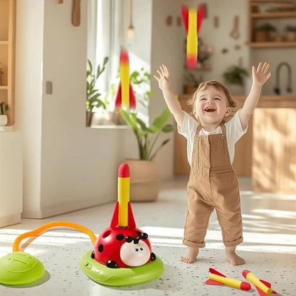 3-in-1 Active Play Toy Set, Kids Jumping, Ring Toss and Rocket Launcher Game for Toddlers, Indoor and Outdoor Play