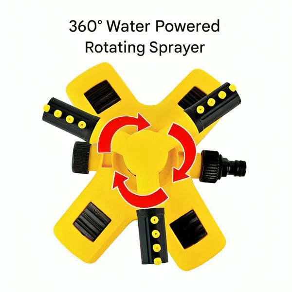 Rotating Lawn Sprinkler, 360-Degree Automatic Garden Sprinkler with Adjustable Spray for Even Lawn and Yard Watering