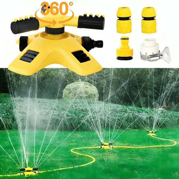 Rotating Lawn Sprinkler, 360-Degree Automatic Garden Sprinkler with Adjustable Spray for Even Lawn and Yard Watering