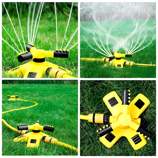 Rotating Lawn Sprinkler, 360-Degree Automatic Garden Sprinkler with Adjustable Spray for Even Lawn and Yard Watering