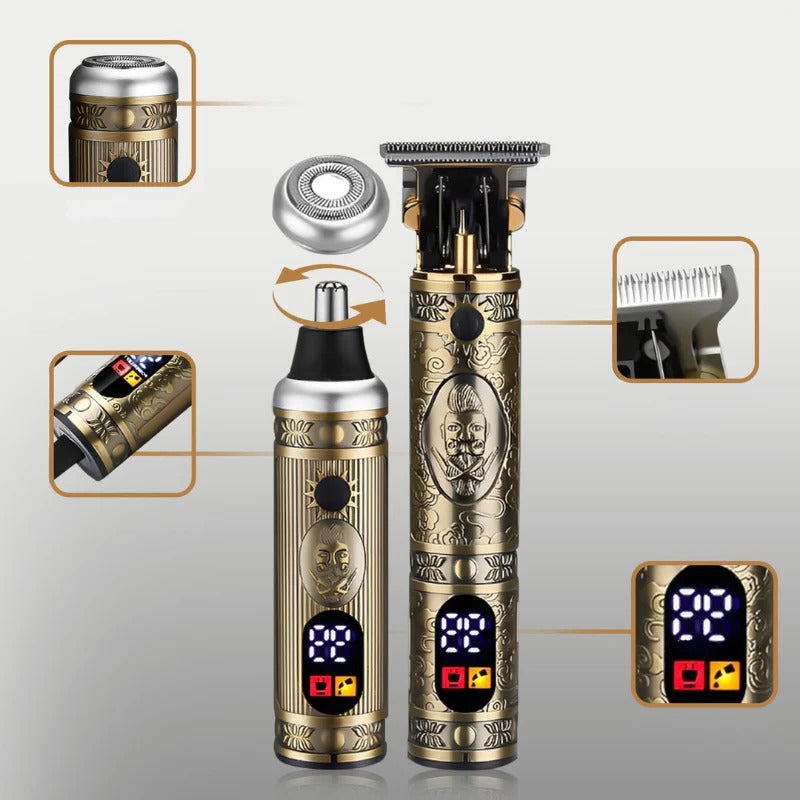 4-in-1 Precision Grooming Kit, Cordless Hair, Beard and Body Trimmer with Interchangeable Heads for Men