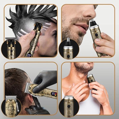 4-in-1 Precision Grooming Kit, Cordless Hair, Beard and Body Trimmer with Interchangeable Heads for Men