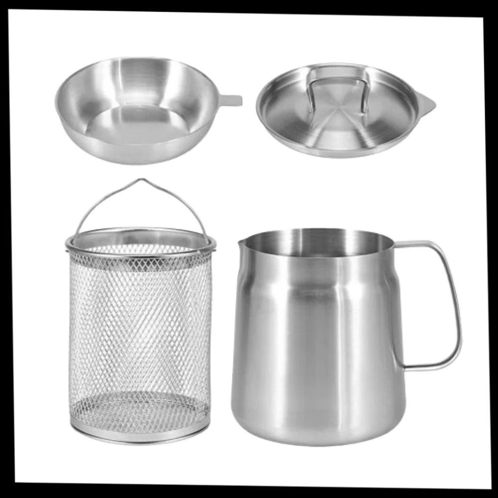 2-in-1 Deep Frying Pot with Oil Strainer, Stainless Steel Fryer Pot with Built-In Filter for Home Deep Frying