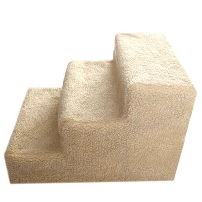 Portable Dog Stairs, 3-Step Non-Slip Pet Steps with Washable Fleece Cover for Small Dogs to Reach Bed and Couch