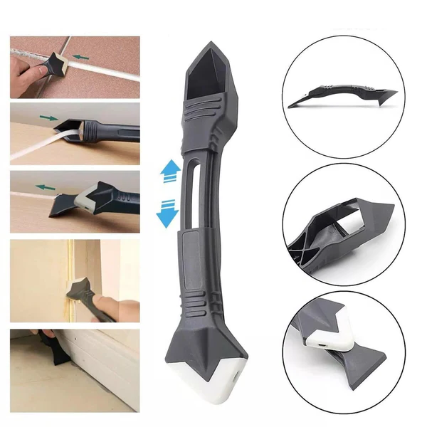 3-in-1 Silicone Caulk Remover Tool, Caulking Removal, Scraper and Finishing Kit for Bathroom, Sink and Window Sealant