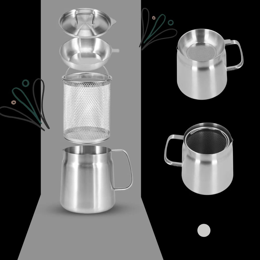 2-in-1 Deep Frying Pot with Oil Strainer, Stainless Steel Fryer Pot with Built-In Filter for Home Deep Frying