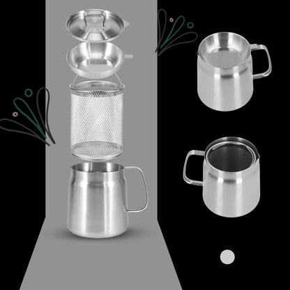 2-in-1 Deep Frying Pot with Oil Strainer, Stainless Steel Fryer Pot with Built-In Filter for Home Deep Frying