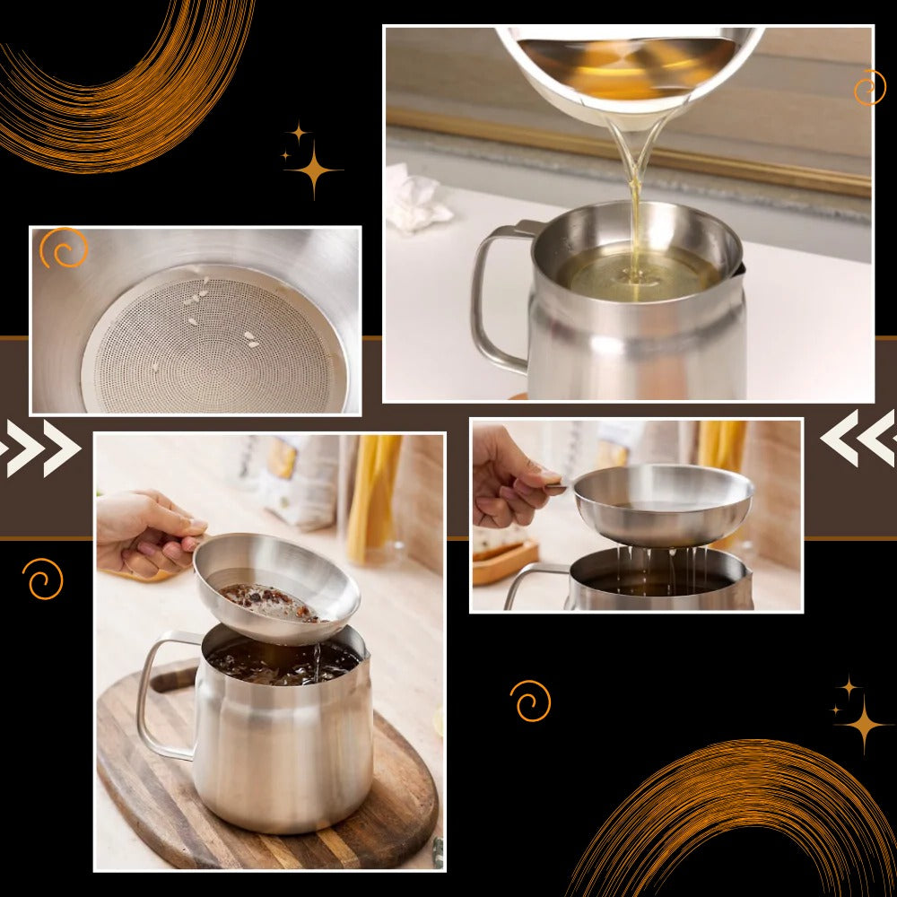 2-in-1 Deep Frying Pot with Oil Strainer, Stainless Steel Fryer Pot with Built-In Filter for Home Deep Frying