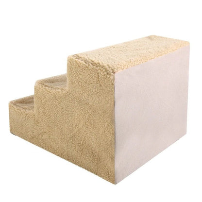 Portable Dog Stairs, 3-Step Non-Slip Pet Steps with Washable Fleece Cover for Small Dogs to Reach Bed and Couch