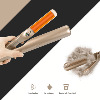 2-in-1 Salon Hair Styler, Straightener and Curler Flat Iron for All Hair Types with Fast Heat-Up for Home Styling