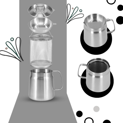 2-in-1 Stainless Steel Frying Pot with Strainer, Deep Fryer Pot with Built-In Oil Filter Net and Heat-Resistant Handle