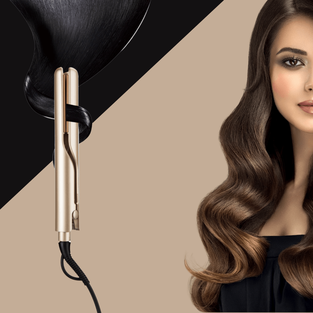 2-in-1 Salon Hair Styler, Straightener and Curler Flat Iron for All Hair Types with Fast Heat-Up for Home Styling