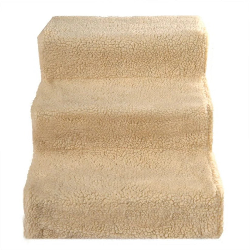 Portable Dog Stairs, 3-Step Non-Slip Pet Steps with Washable Fleece Cover for Small Dogs to Reach Bed and Couch