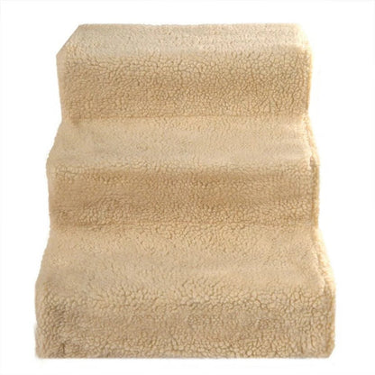 Portable Dog Stairs, 3-Step Non-Slip Pet Steps with Washable Fleece Cover for Small Dogs to Reach Bed and Couch