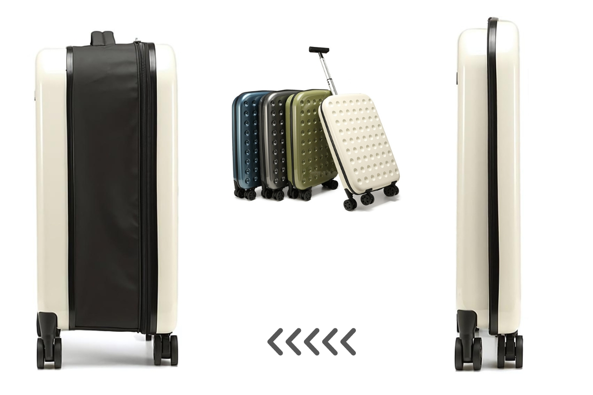 Foldable Spinner Suitcase, Collapsible Hardshell Checked Luggage with Spinner Wheels and Lock, Space-Saving, 4 Colors