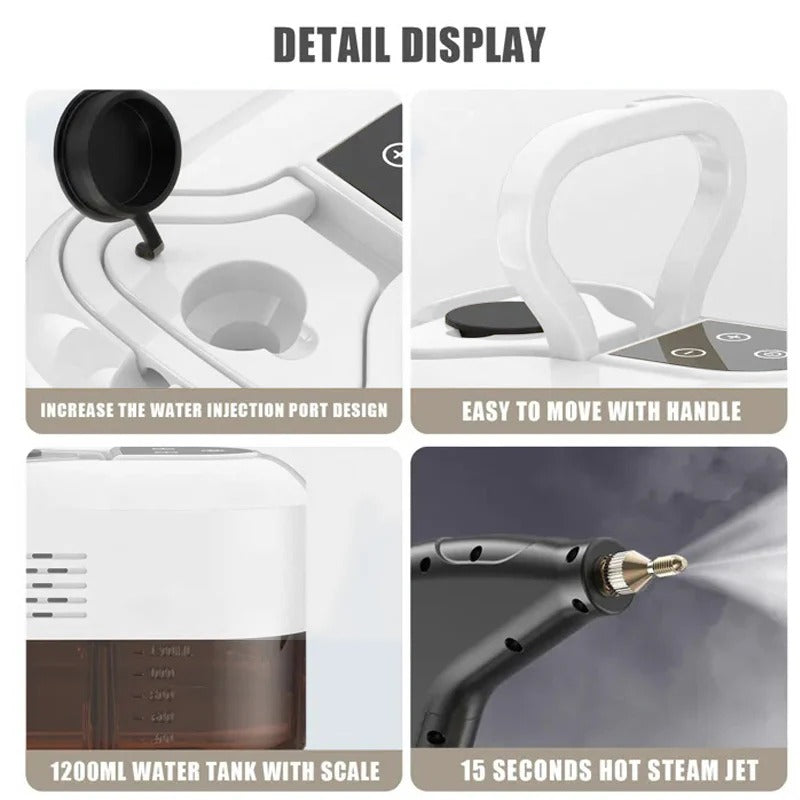 High Pressure Steam Cleaner, 2500W Handheld Steamer for Kitchen, Bathroom, Upholstery, Car and Grout, Chemical-Free