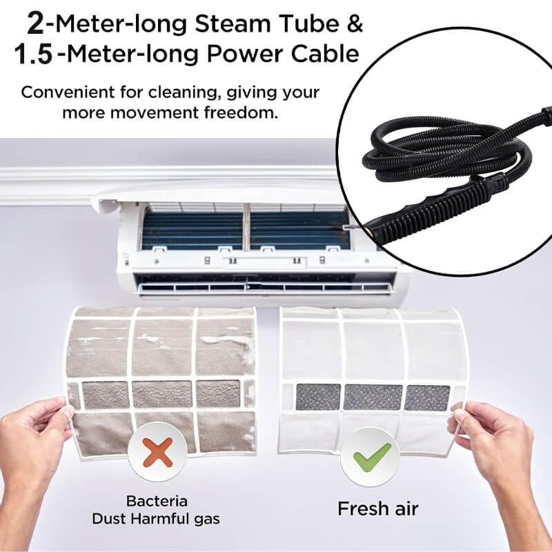 High Pressure Steam Cleaner, 2500W Handheld Steamer for Kitchen, Bathroom, Upholstery, Car and Grout, Chemical-Free