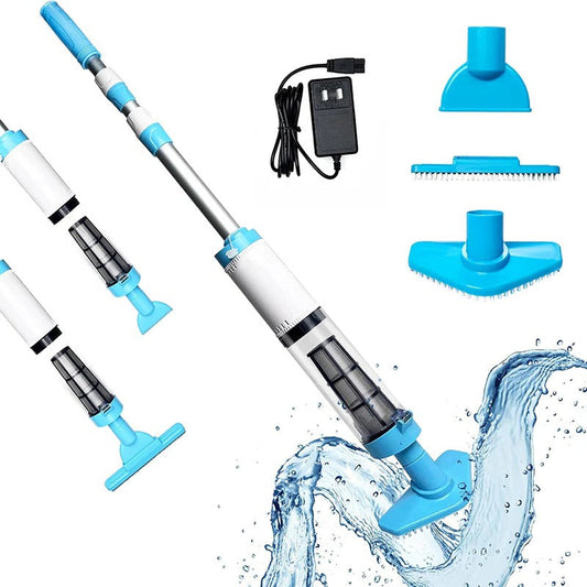 Cordless Pool Vacuum Cleaner, Rechargeable Handheld Pool Cleaner with 3 Heads and Adjustable Pole for Pools & Spas
