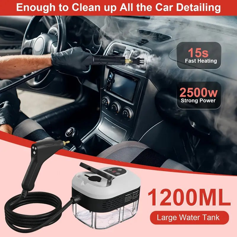 High Pressure Steam Cleaner, 2500W Handheld Steamer for Kitchen, Bathroom, Upholstery, Car and Grout, Chemical-Free