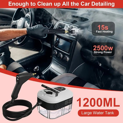 High Pressure Steam Cleaner, 2500W Handheld Steamer for Kitchen, Bathroom, Upholstery, Car and Grout, Chemical-Free
