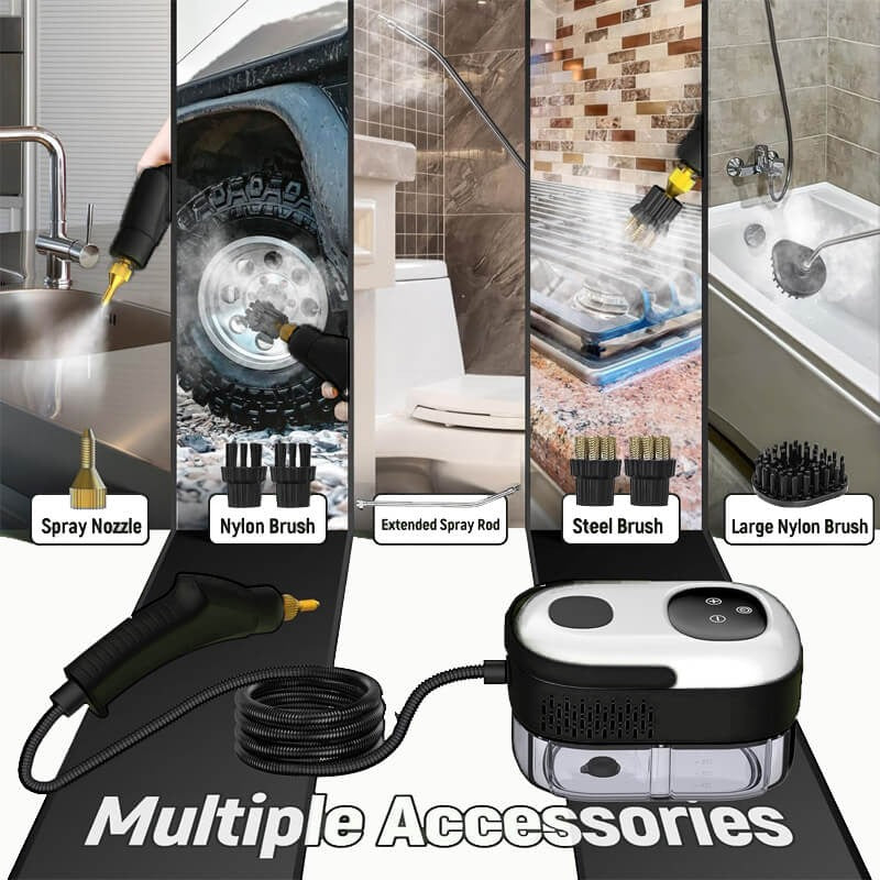 High Pressure Steam Cleaner, 2500W Handheld Steamer for Kitchen, Bathroom, Upholstery, Car and Grout, Chemical-Free