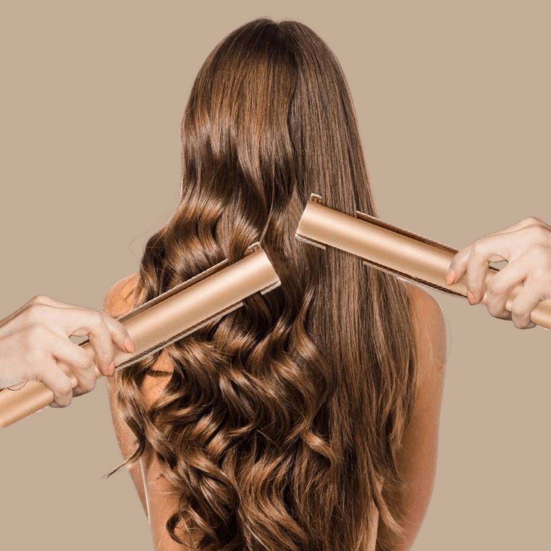 2-in-1 Salon Hair Styler, Straightener and Curler Flat Iron for All Hair Types with Fast Heat-Up for Home Styling