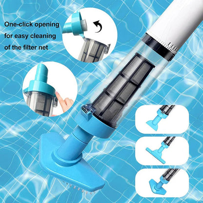 Cordless Pool Vacuum Cleaner, Rechargeable Handheld Pool Cleaner with 3 Heads and Adjustable Pole for Pools & Spas