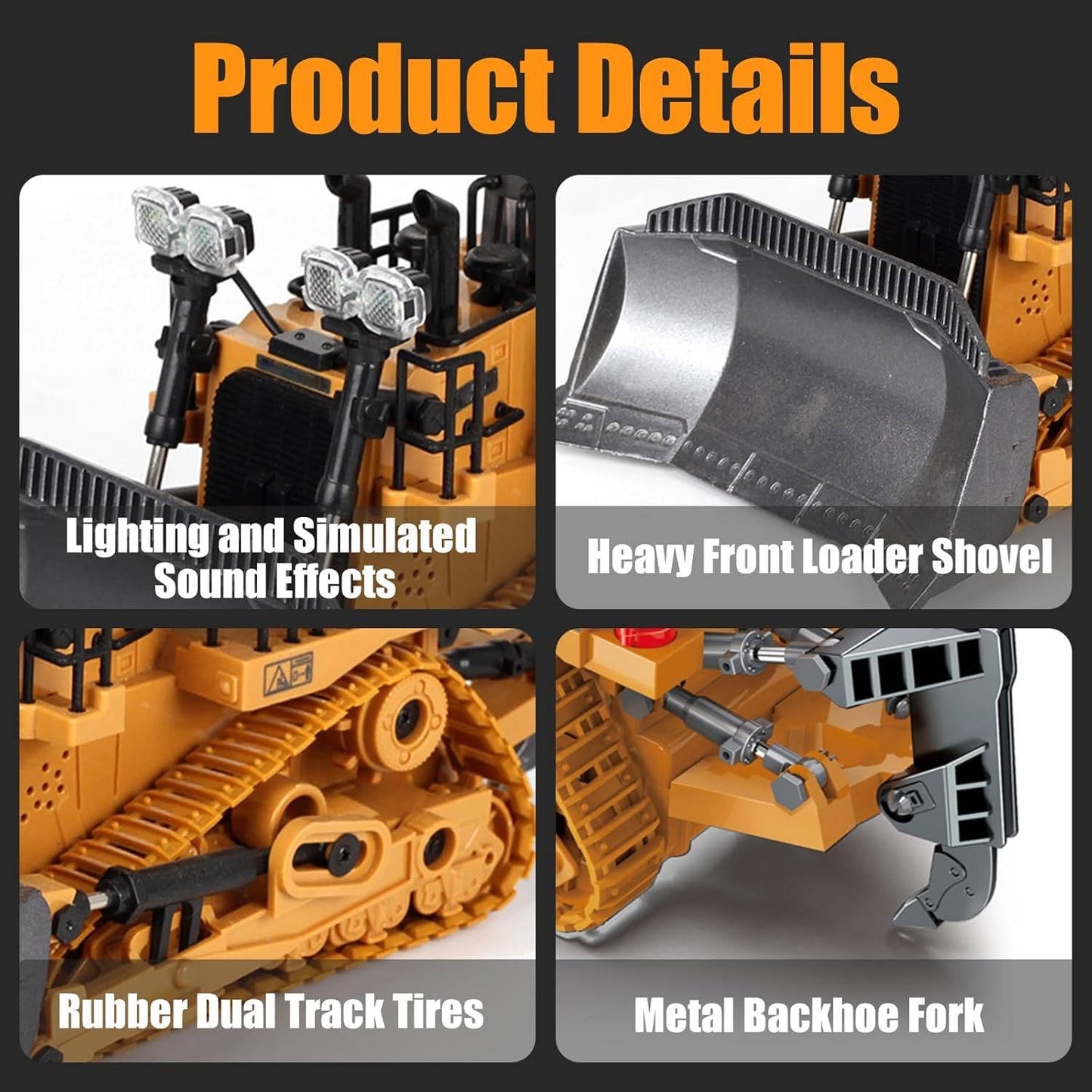 Remote Control Excavator, 4WD RC Construction Truck Toy with Rotating Arm for Kids, Multiple Configurations