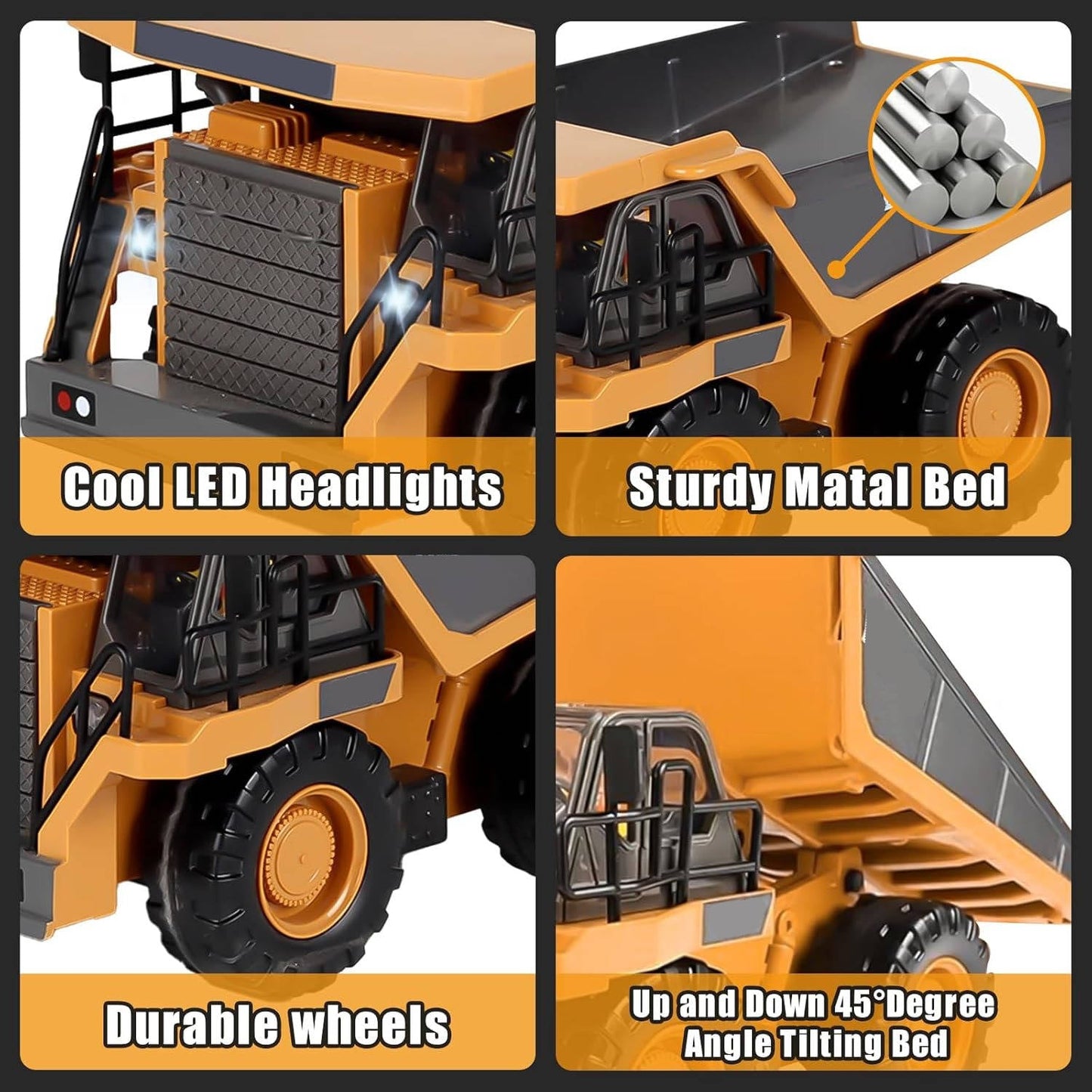 Remote Control Excavator, 4WD RC Construction Truck Toy with Rotating Arm for Kids, Multiple Configurations